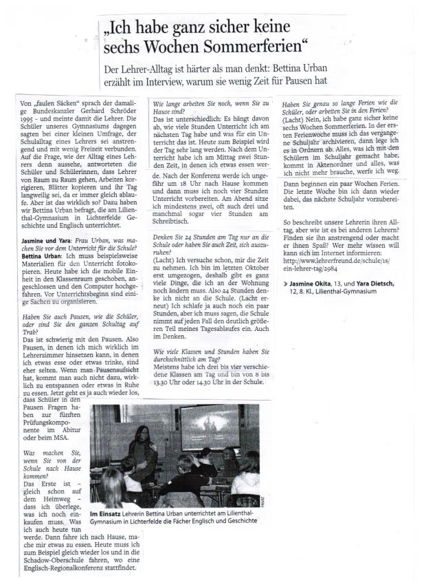 Zeitungsausschnitt Berliner Morgenpost 13.11.2013